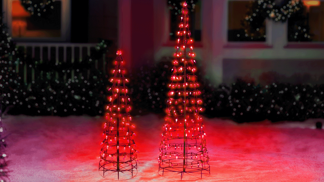 Red Cone Tree LED Light Display