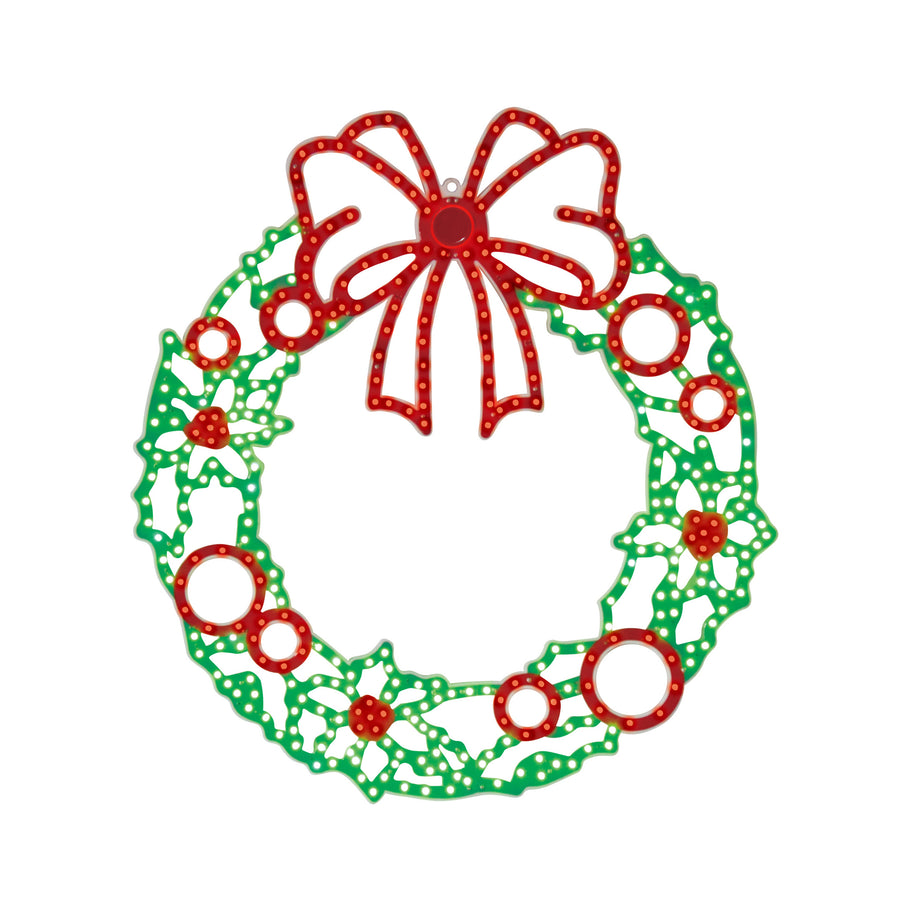 Hi-Vibrant Wreath with Bow and Ornaments LED Light Display