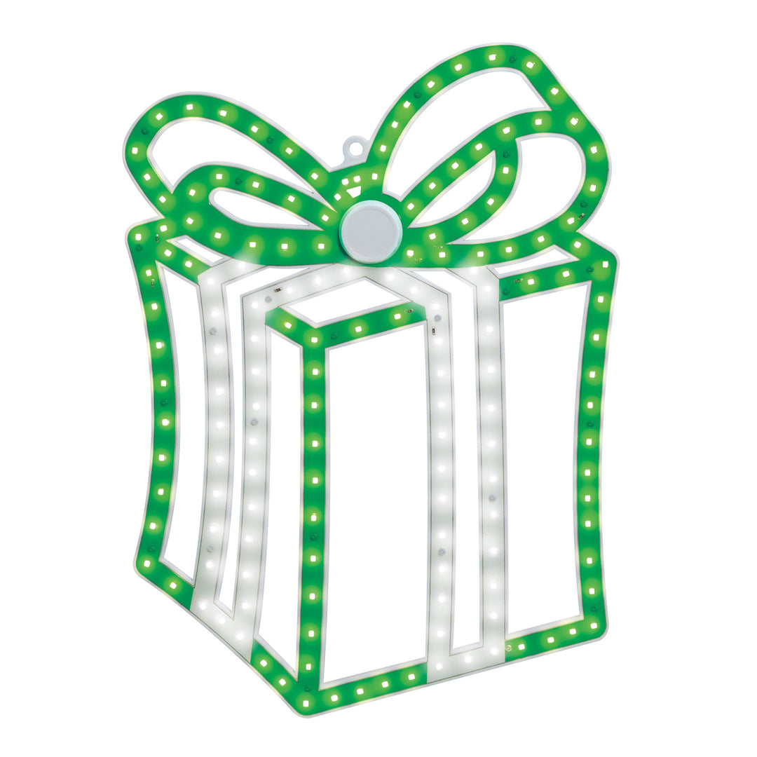 Hi-Vibrant Present LED Light Display Green & Pure White
