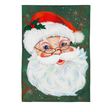 Merry Santa Linen Garden Flag