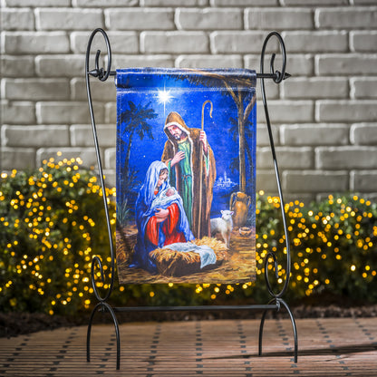 Holy Night Nativity Garden Lustre Flag