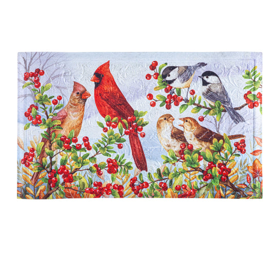 Winter Cardinals Scene Embossed Floor Mat