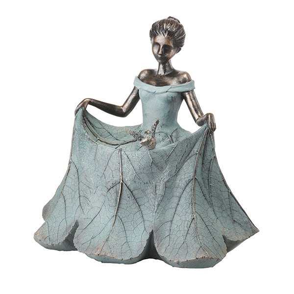 Birdfeeder Lady in Leaf Dress 13"