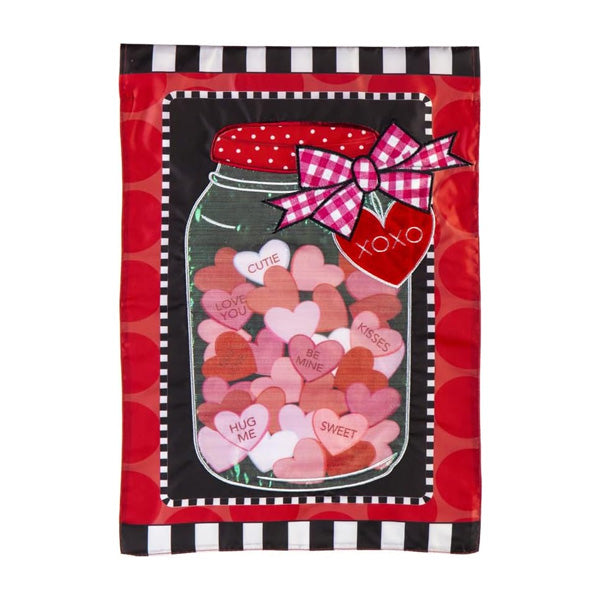 Mason Jar of Hearts Garden Flag