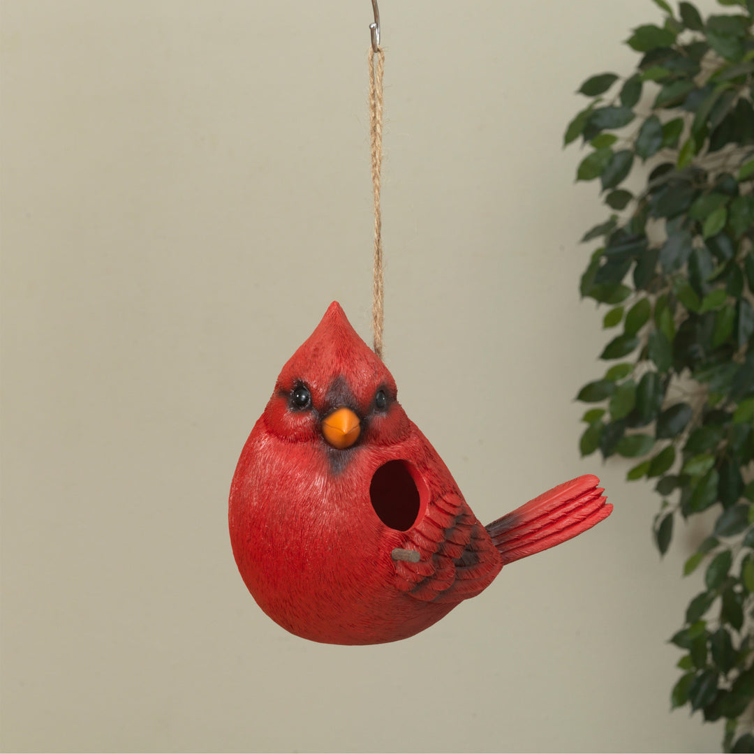 Resin Hanging Cardinal Birdhouse