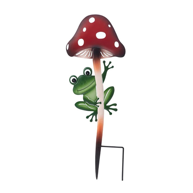 Red Mushroom and Frog Stake