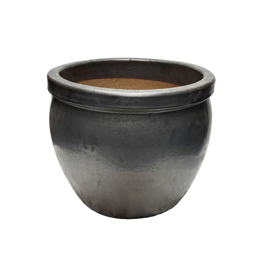 Rimmed Bowl Pot Matte Black