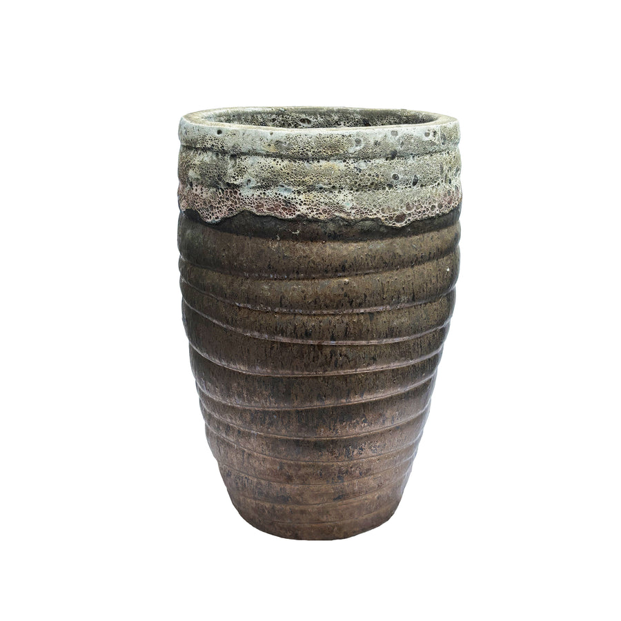 Round Bubbled Pot White/Copper
