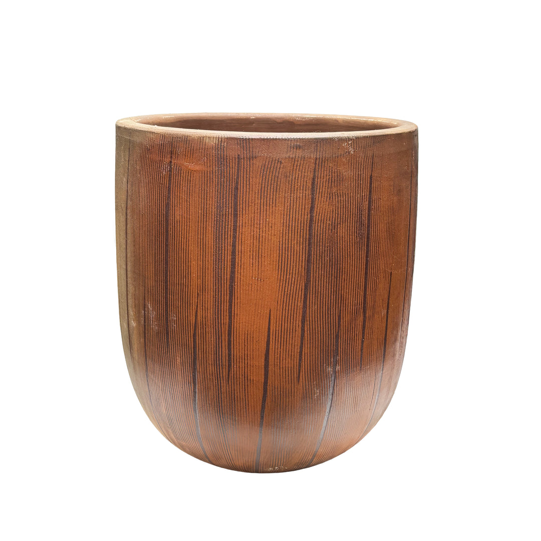 Tall Round Egg Pot Raku