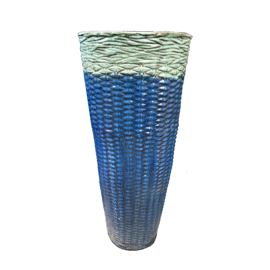 Tall Weave Pot Moss/Blue