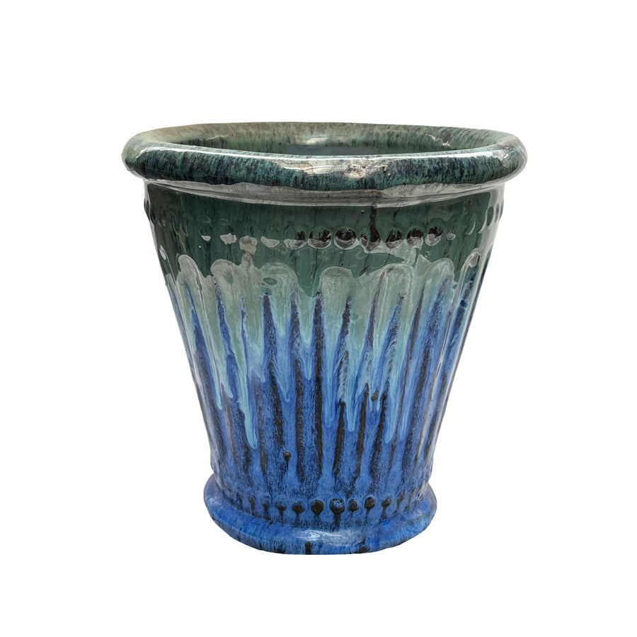 Roman Round Pot Jade/Running Blue