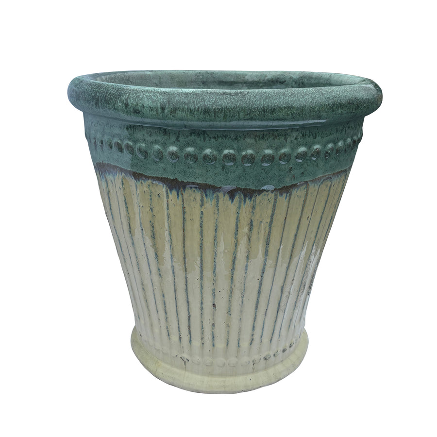 Roman Round Pot Moss Green/Cream