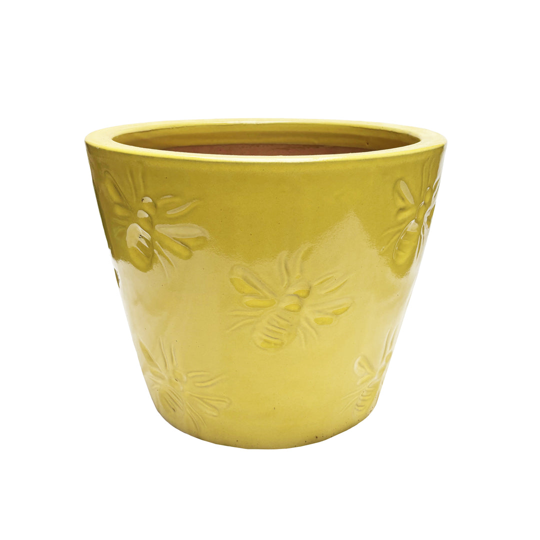 Yellow Ceramic Bee Pot