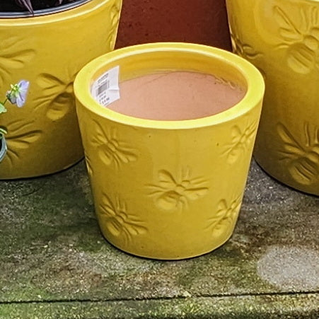 Yellow Ceramic Bee Pot