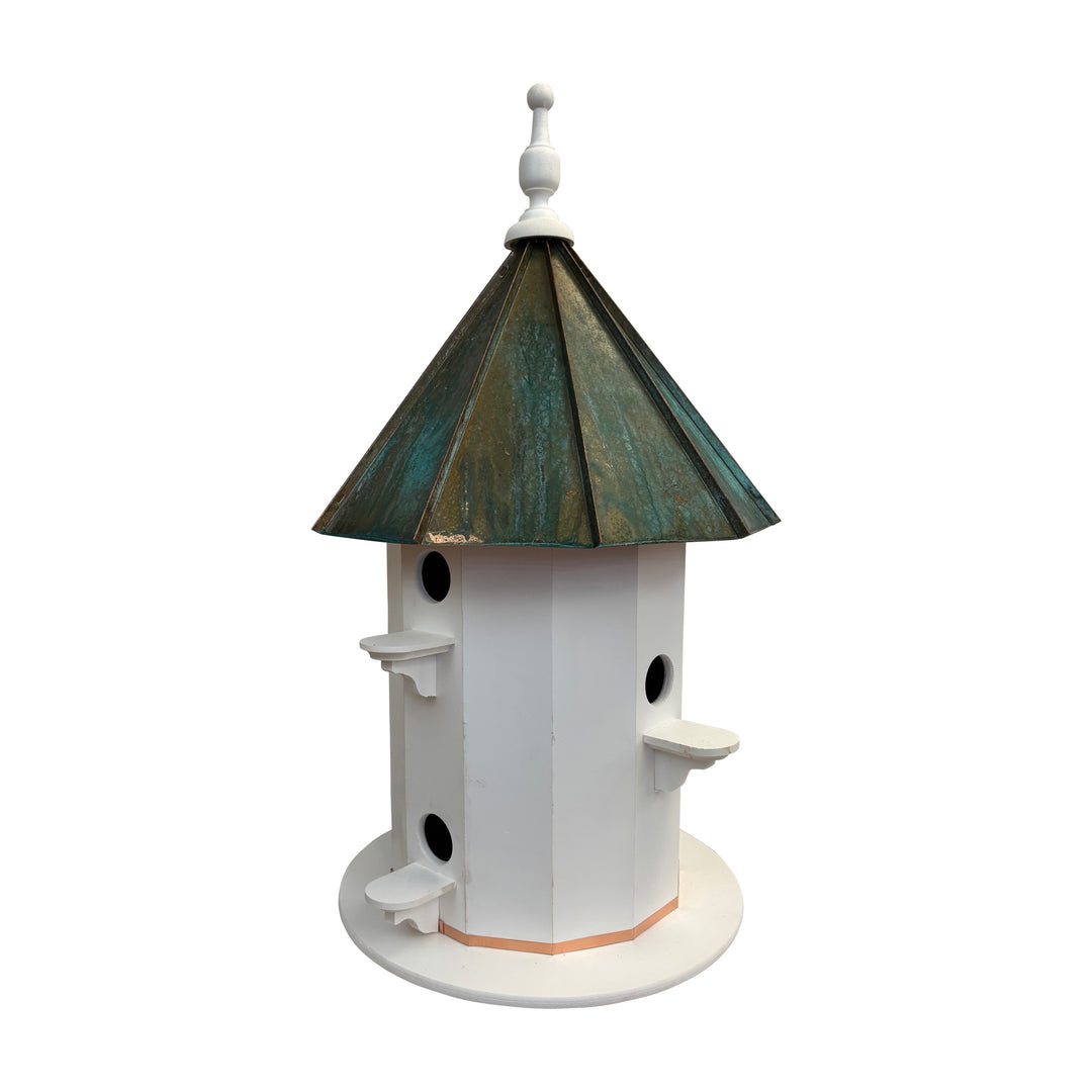 Six-Hole Vinyl Birdhouse with Patina Roof