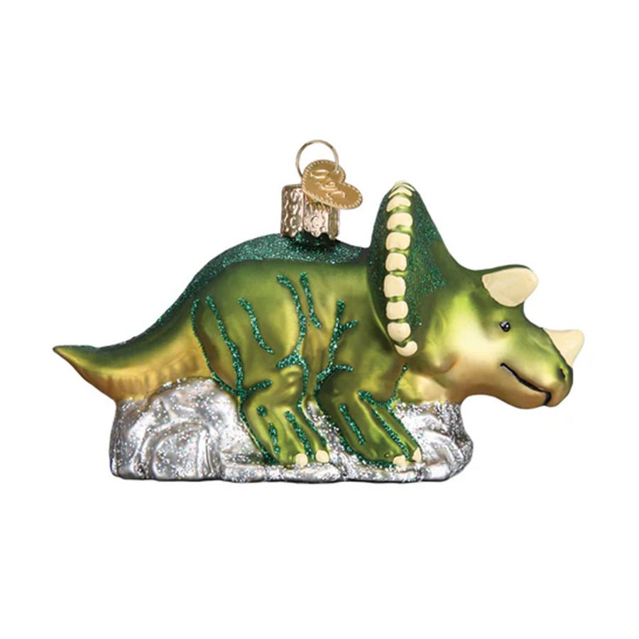 Glass Triceratops Ornament
