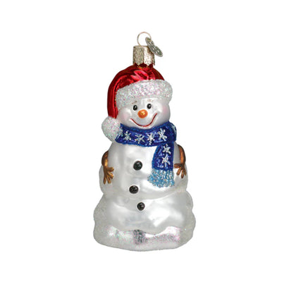 Glass Happy Snowman Ornament