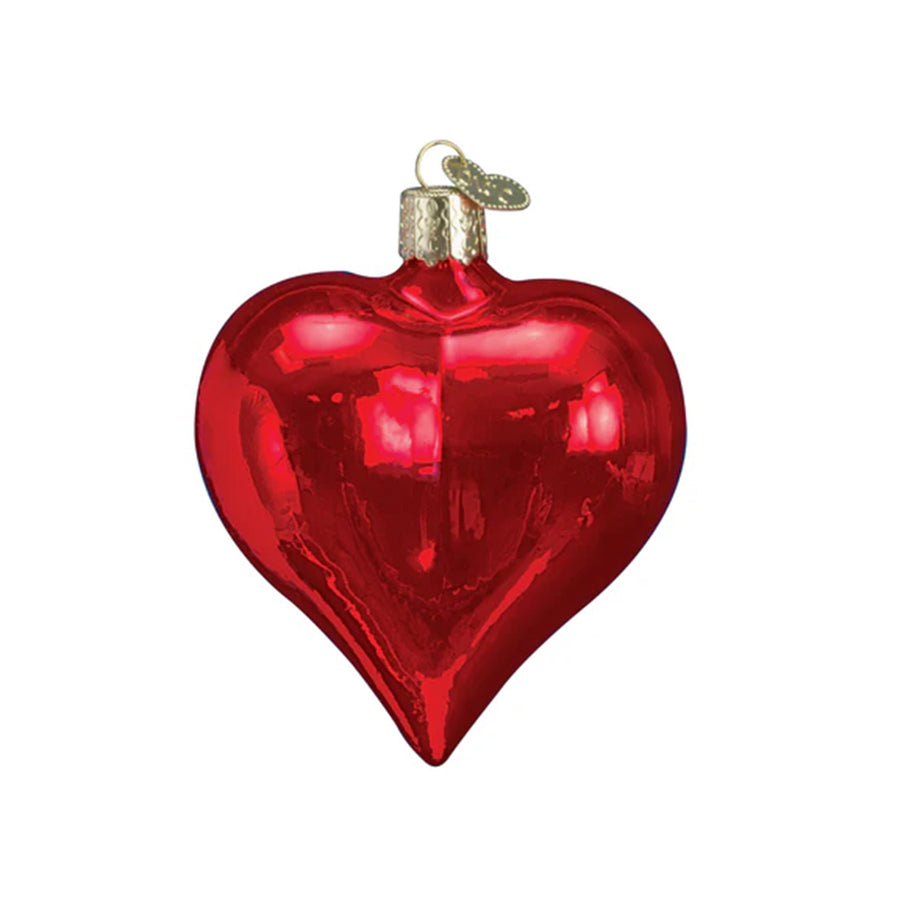 Glass Large Shiny Red Heart Ornament