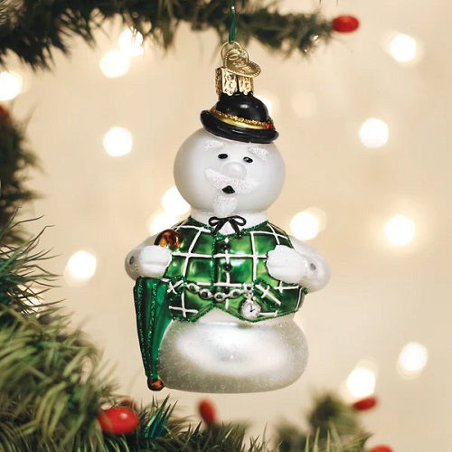 Old World Sam The Snowman Glass Ornament - 4"