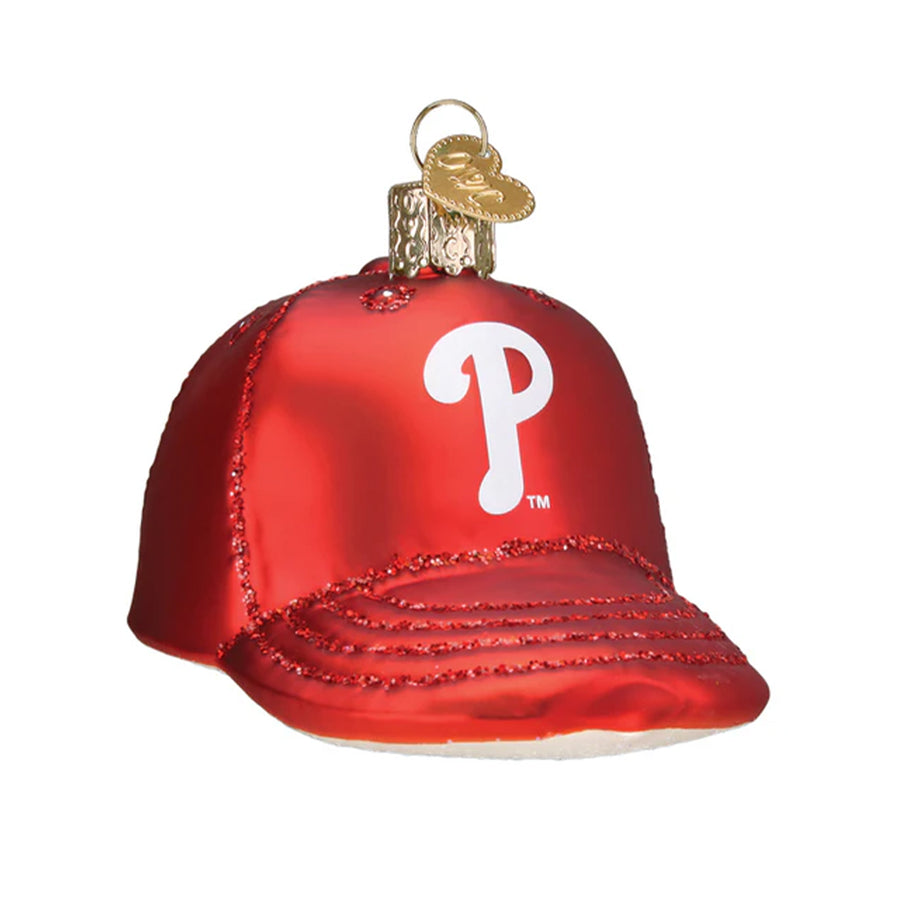 Glass Phillies Baseball Cap Ornament