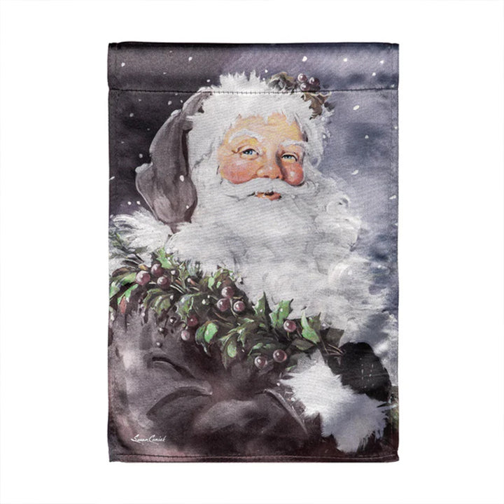 Santa in the Winter Lustre Garden Flag