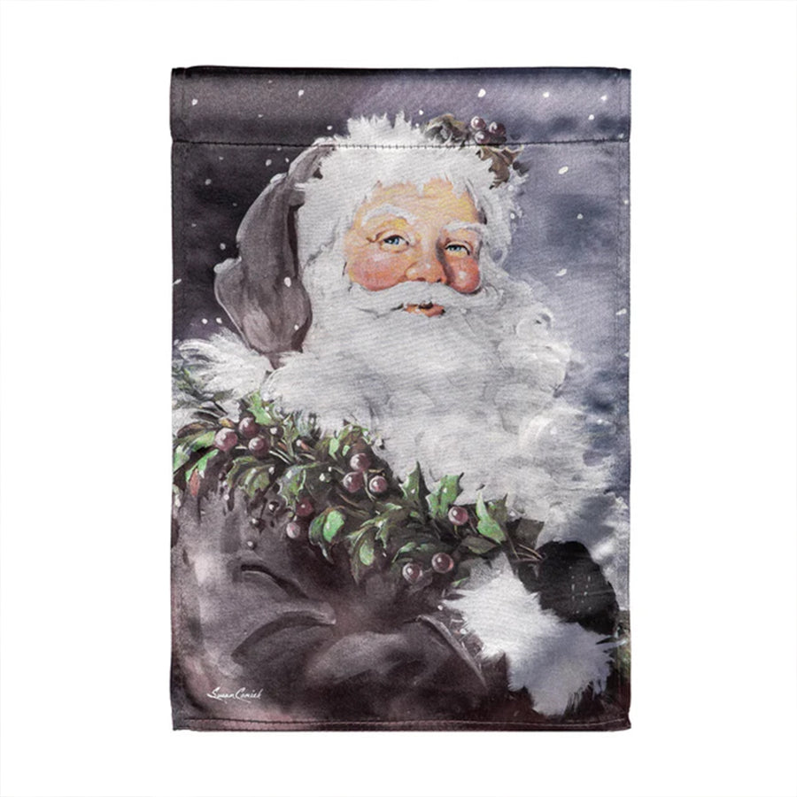 Santa in the Winter Lustre Garden Flag