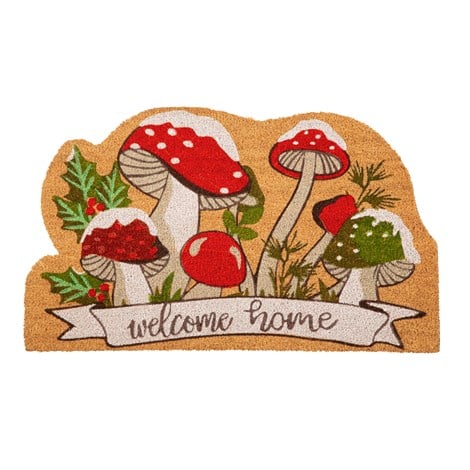 Woodland Winter Mushroom Shaped Coir Mat