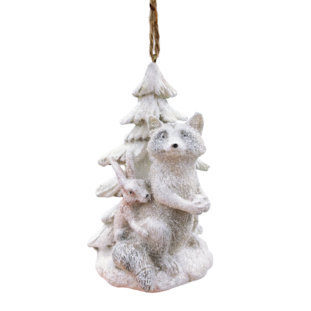 Woodland Animals & Tree Ornament Racoon & Rabbit