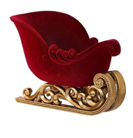 Burgundy Flocked Resin Sleigh