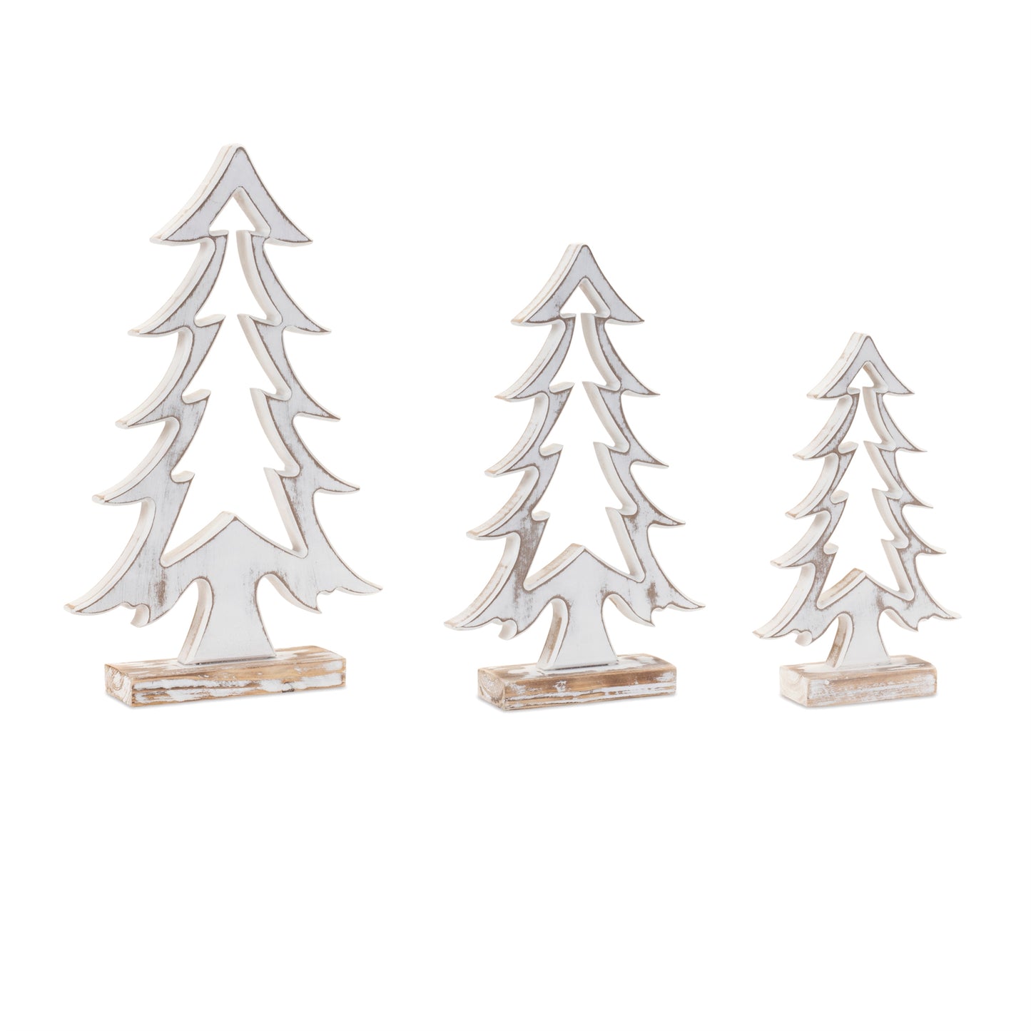 Decorative Wooden White Christmas Tree Cut-Out