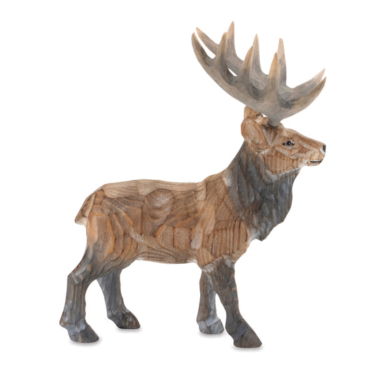 Wooden Deer Figurine 6.5"