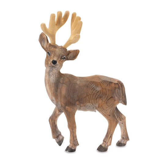 Wooden Deer Figurine 7"