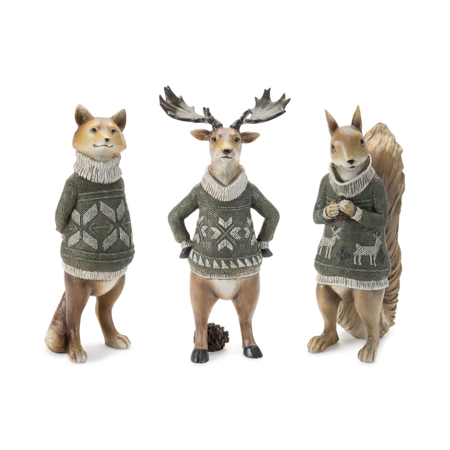 Woodland Animals in Sage Green Sweater