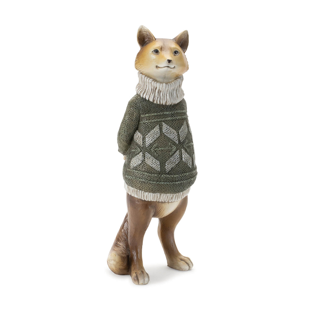 Woodland Animals in Sage Green Sweater Fox, 10 Inches