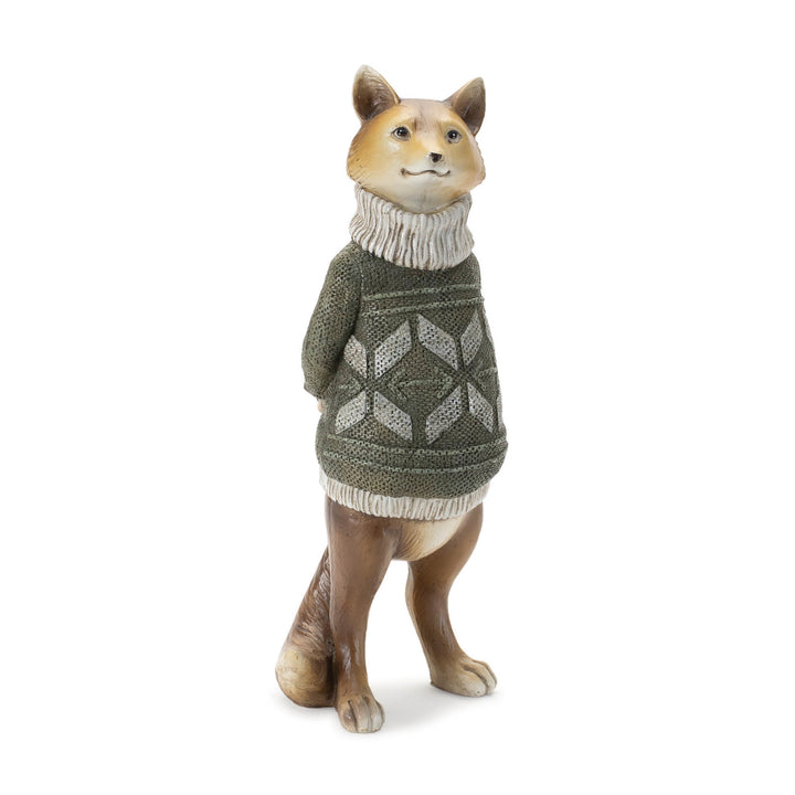 Woodland Animals in Sage Green Sweater Fox, 10 Inches