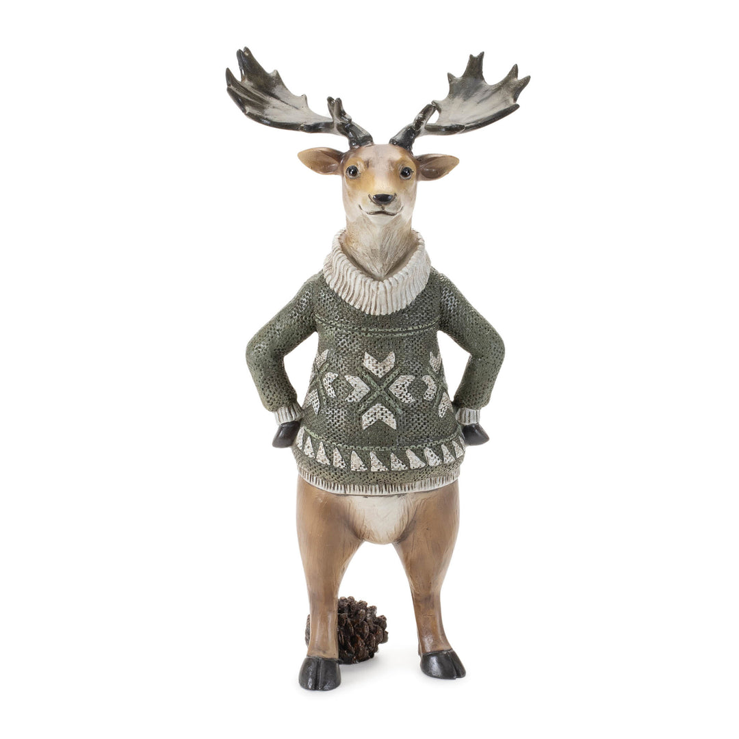 Woodland Animals in Sage Green Sweater Moose, 12 Inches