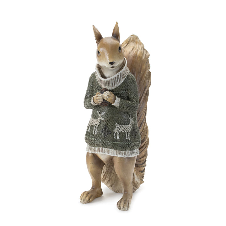 Woodland Animals in Sage Green Sweater Squirrel, 10 Inches