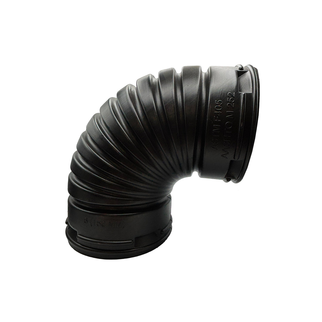 Black Corrugated Pipe DWall 6" 90 Deg Elbow Fitting