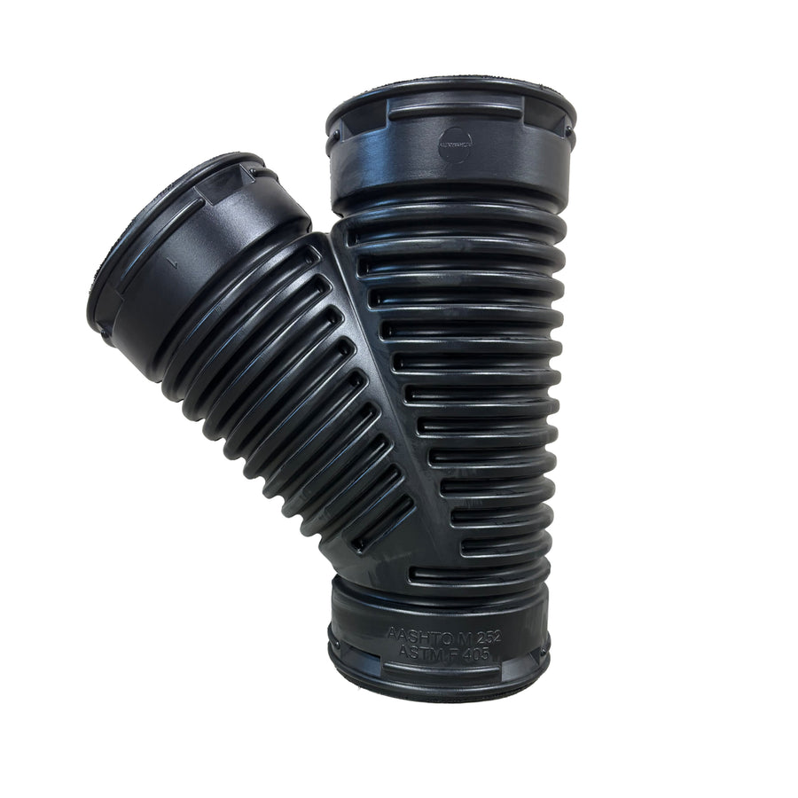 Black Corrugated Pipe DWall 6" Wye Fitting