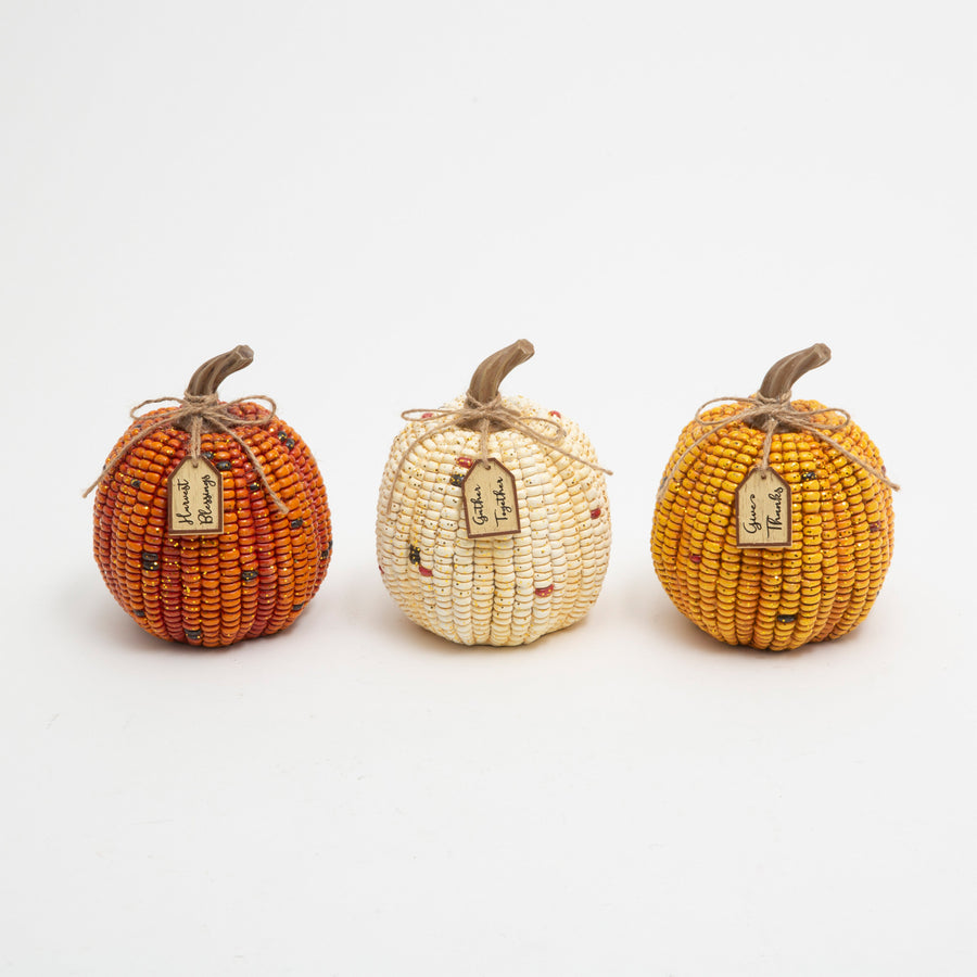 Harvest Corn Pumpkins with Tag