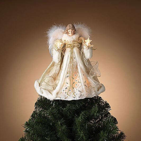 Angel Tree Topper White and Gold Dress