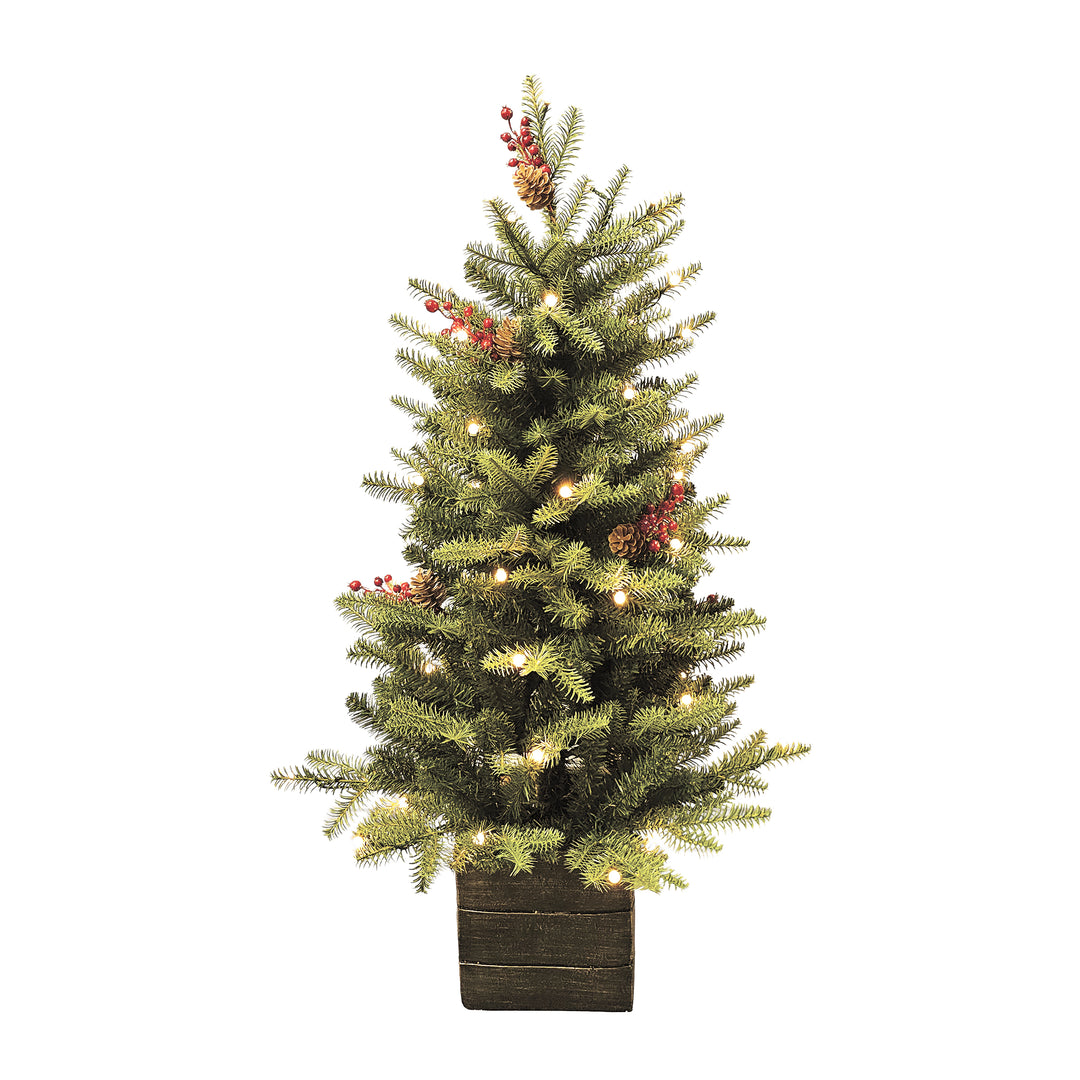 Green Mountain Fir Life-Like Artificial Porch Tree in Square Pot