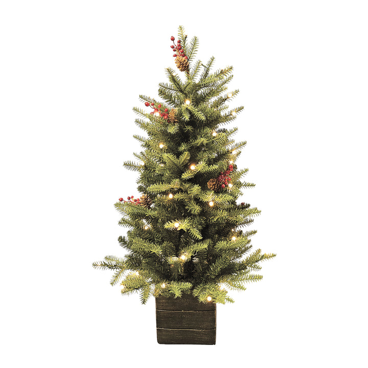 Green Mountain Fir Life-Like Artificial Porch Tree in Square Pot