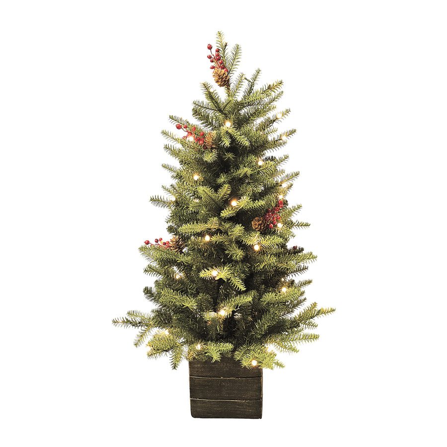 Green Mountain Fir Life-Like Artificial Porch Tree in Square Pot