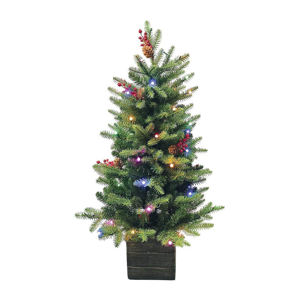 Green Mountain Fir Life-Like Artificial Porch Tree in Square Pot