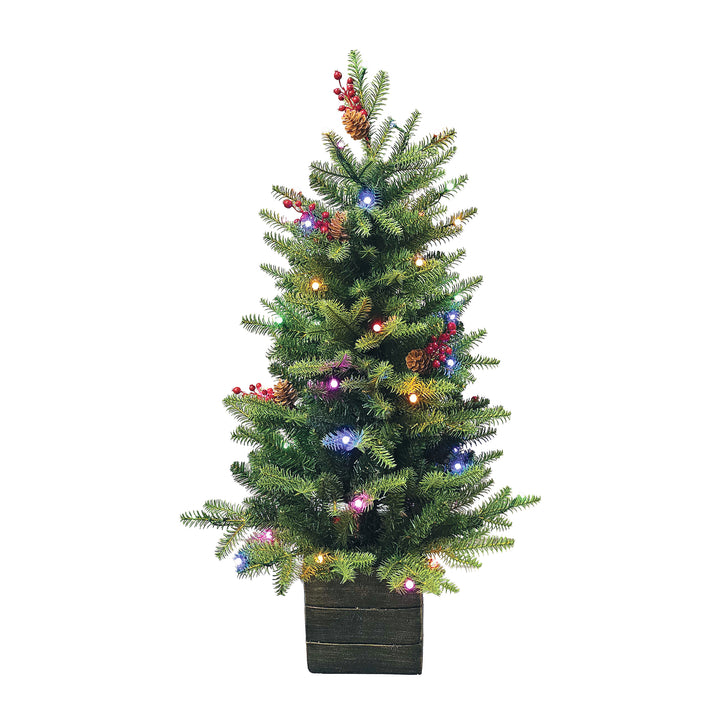 Green Mountain Fir Life-Like Artificial Porch Tree in Square Pot