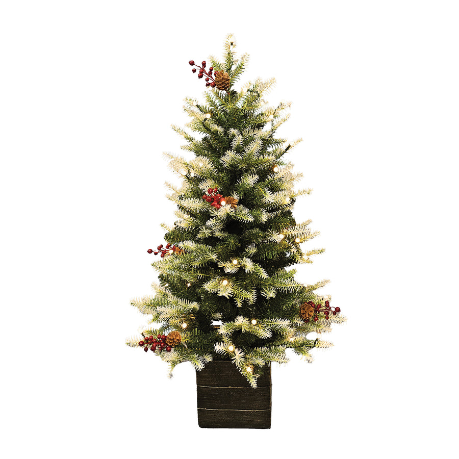 White-Tipped Mountain Fir Life-Like Artificial Porch Tree in Square Pot
