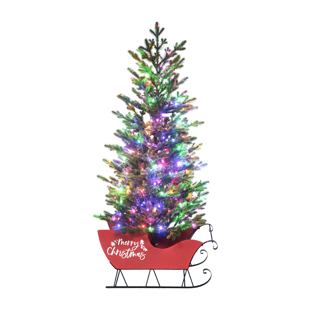 Green Mountain Fir Life-Like Artificial Porch Tree in Sleigh