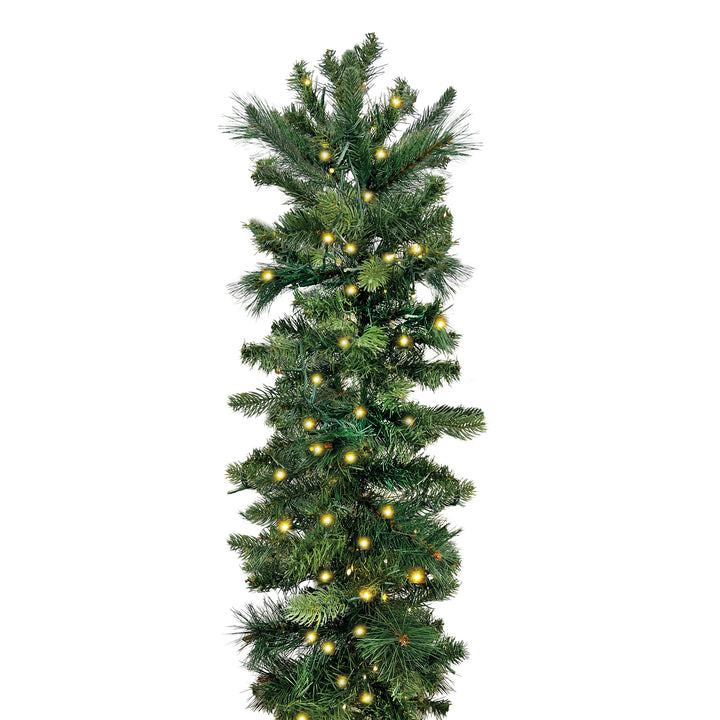 Artificial Pine Garland with Starry Lights 9 Feet x 12 Inches Warm White