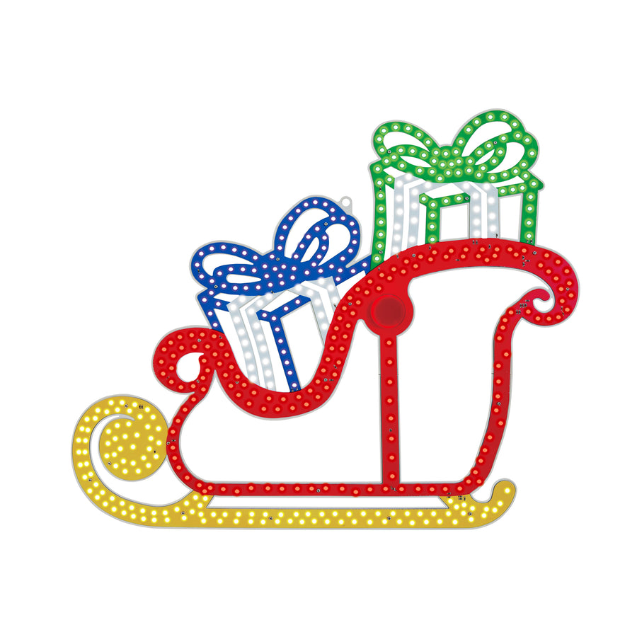 Hi-Vibrant Sleigh with Presents LED Light Displays